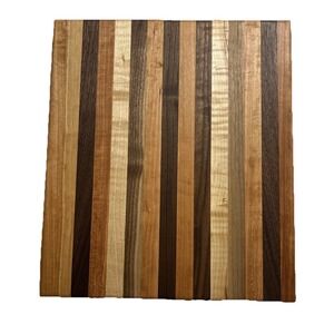 Handmade Striped Wood Cutting Board Walnut Cherry Maple Butcher Block 13.5x11.5